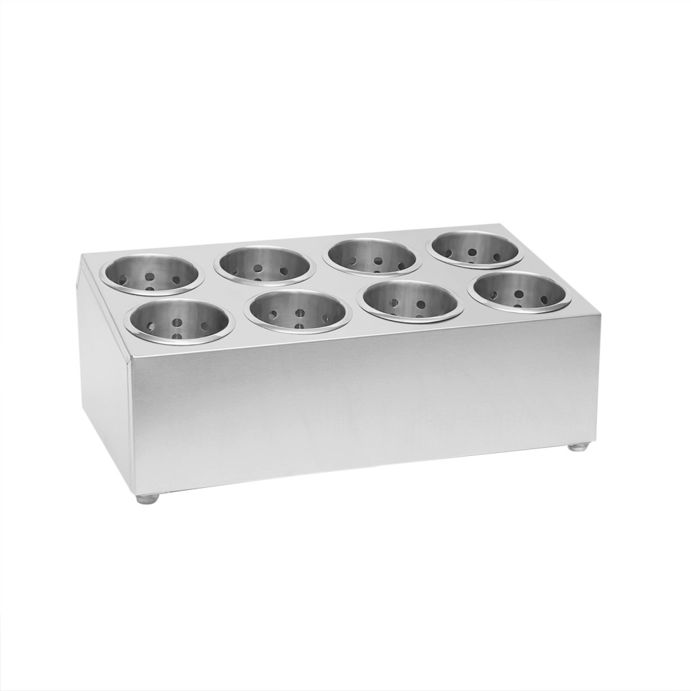Commercial 8 Hole Stainless Steel Cylinder Flatware Silverware Utensil Holder Organizer flatware cylinder holder for Restaurants Catering Parties Cafeterias