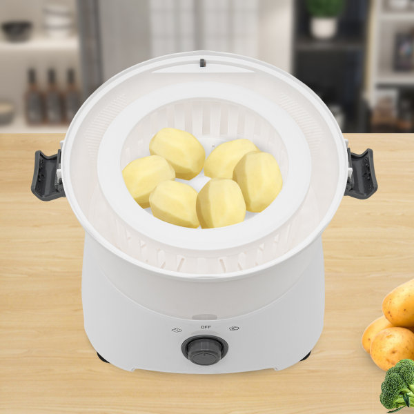 85W 11.14*9.3in Electric Table Standing Cylinder Potato Peeler One-button Drive Automatic Peeler Spinner