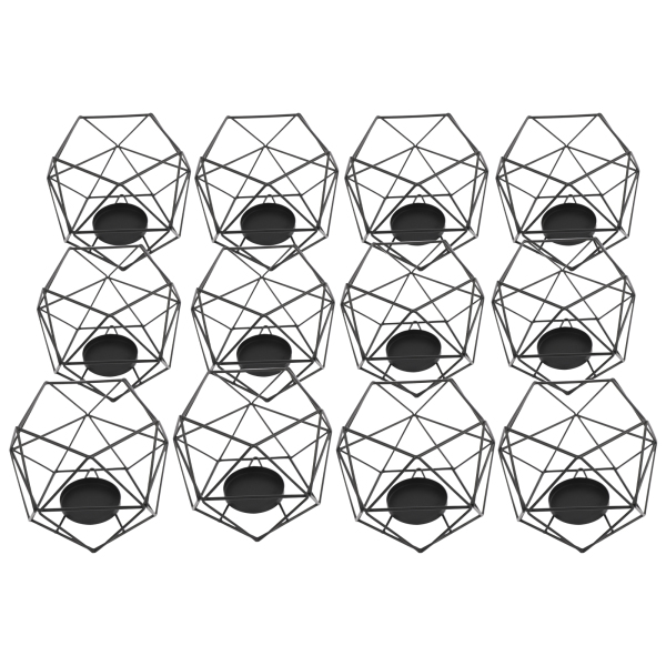 Black Candle Holder, Metal Geometric Tea Light Candle Holder, Pillar Candle Holder Centerpieces 12 Pcs Black Candle Holder, Metal Geometric Tea Light Candle Holder, Pillar Candle Holder Centerpieces 12 Pcs