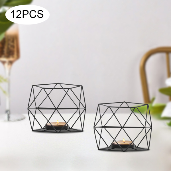 Black Candle Holder, Metal Geometric Tea Light Candle Holder, Pillar Candle Holder Centerpieces 12 Pcs Black Candle Holder, Metal Geometric Tea Light Candle Holder, Pillar Candle Holder Centerpieces 12 Pcs