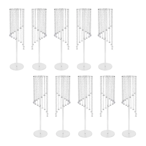 Clear Acrylic Tall Vases for Centerpieces - 10 Pcs Acrylic Column Flower Stand with Chandelier Crystals Clear Acrylic Tall Vases for Centerpieces - 10 Pcs Acrylic Column Flower Stand with Chandelier Crystals