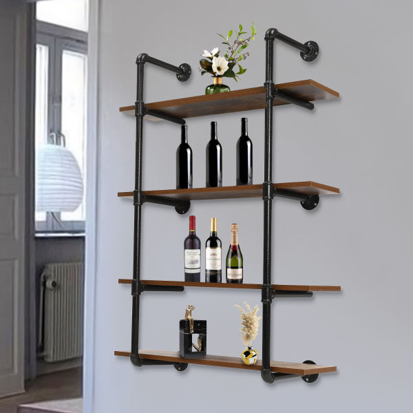 Industrial Steampunk Clothes Rail With Shelf - Wall Mounted Pipe & Wood Hanging Rack 6 thumbnail image