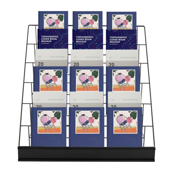 Tabletop Book 6 Rack, Magazine Rack for Table Top, Book Display Stand - Black