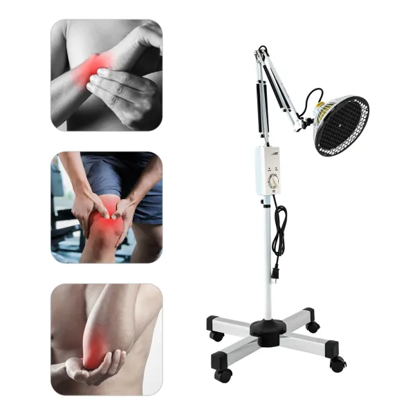Heat Lamp, Far Infrared Mineral Heat Lamp, 250W Infrared Light Therapy, Pain Relief Device for