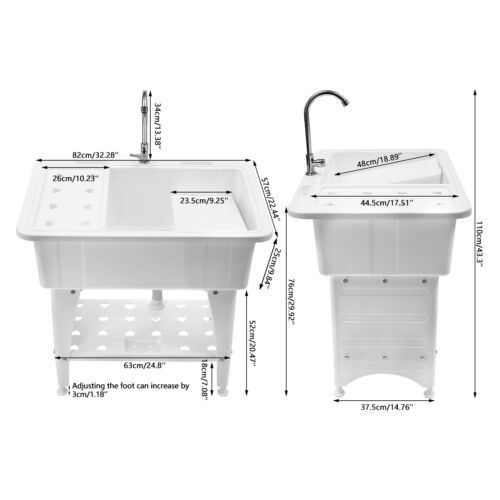 Laundry Tub Sink Plastic Washing Utility Sink Tub Fabric PP with Washboard