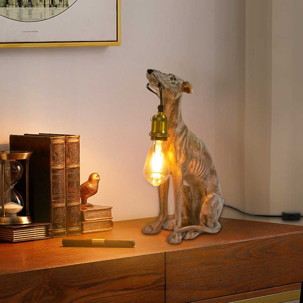 Table Lamp, Modern Dog Desk Lamp, 40W Table Lamp, Bedside Lamp, for Living Room, Bedroom, Office（Black）
