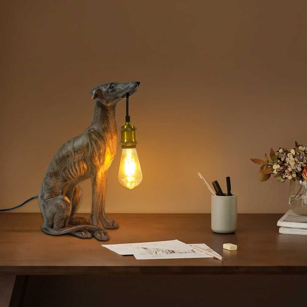 Table Lamp, Modern Dog Desk Lamp, 40W Table Lamp, Bedside Lamp, for Living Room, Bedroom, Office（Black）