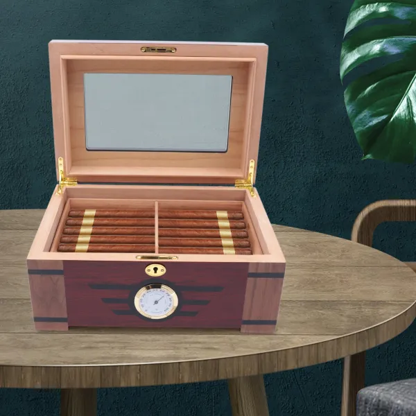 Cigar Humidor Cedar Lined Storage Box Spanish Cedar Tray Divider Holds 100 Cigar