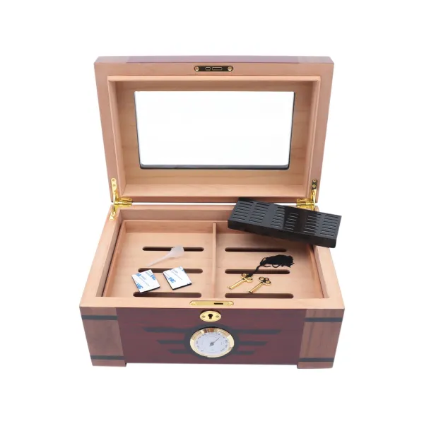 Cigar Humidor Cedar Lined Storage Box Spanish Cedar Tray Divider Holds 100 Cigar