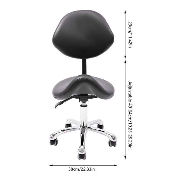 Saddle Stool, White Saddle Stool, Adjustable Saddle Stool for offices, hairdressers, beauty parlors, clinics - Black Saddle Stool, White Saddle Stool, Adjustable Saddle Stool for offices, hairdressers, beauty parlors, clinics - Black