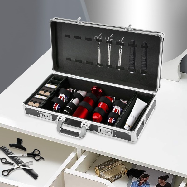 Beauty Salon Barber Case, Hair Stylist Tool Kits Organizer, Barber Travel Carry Case(Silver) Beauty Salon Barber Case, Hair Stylist Tool Kits Organizer, Barber Travel Carry Case(Silver)