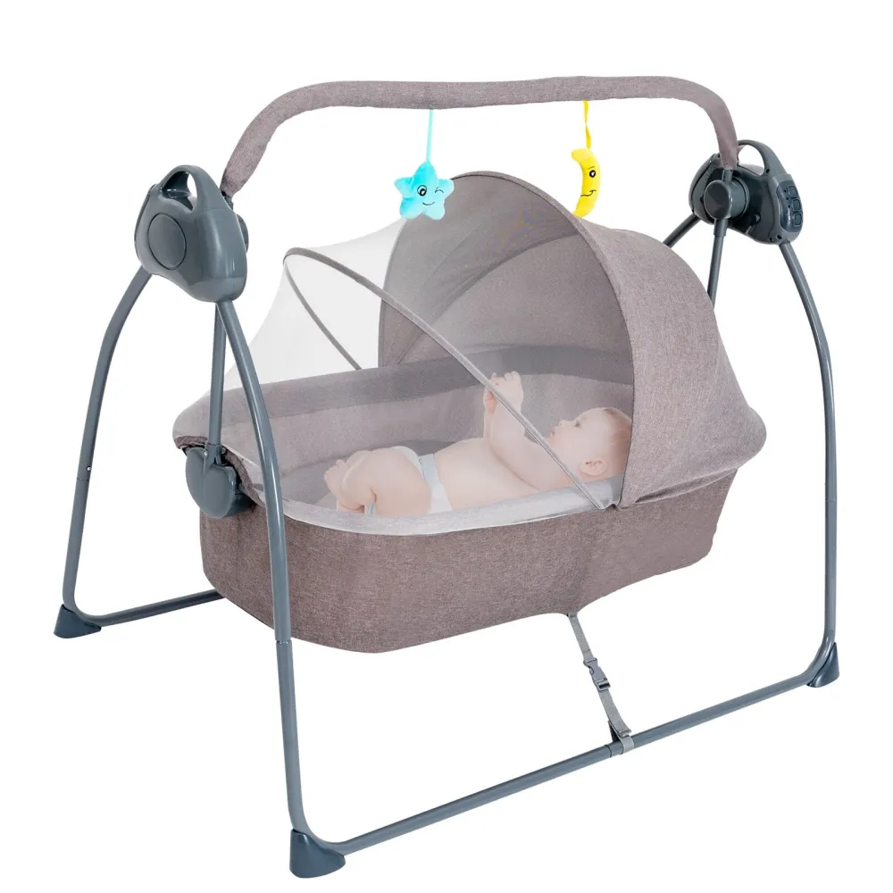 Baby Cradle Swing Speed Electric Stand Crib Auto Rocking Chair Bed