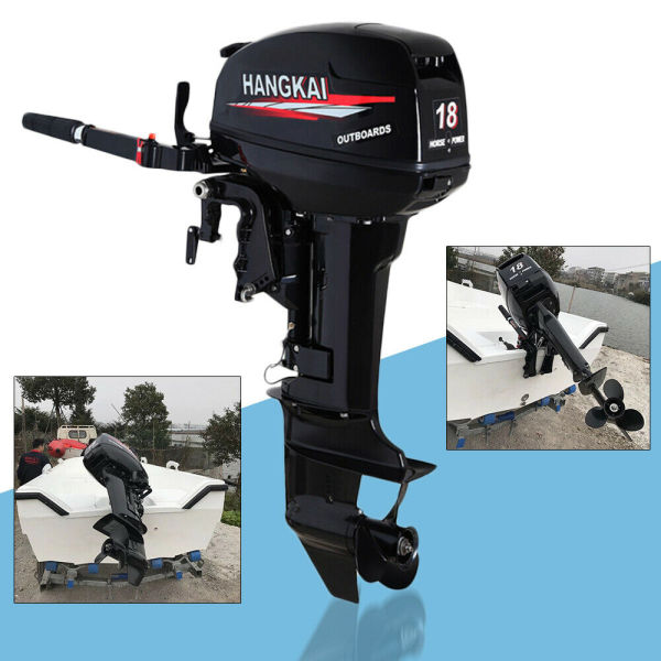 HANGKAI 18HP 2-Stroke Outboard Motor Engine Fishing Boat Motor Air Cooling System Durable Cast Aluminum Construction