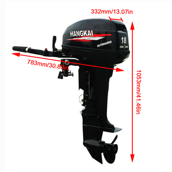 HANGKAI 18HP 2-Stroke Outboard Motor Engine Fishing Boat Motor Air Cooling System Durable Cast Aluminum Construction