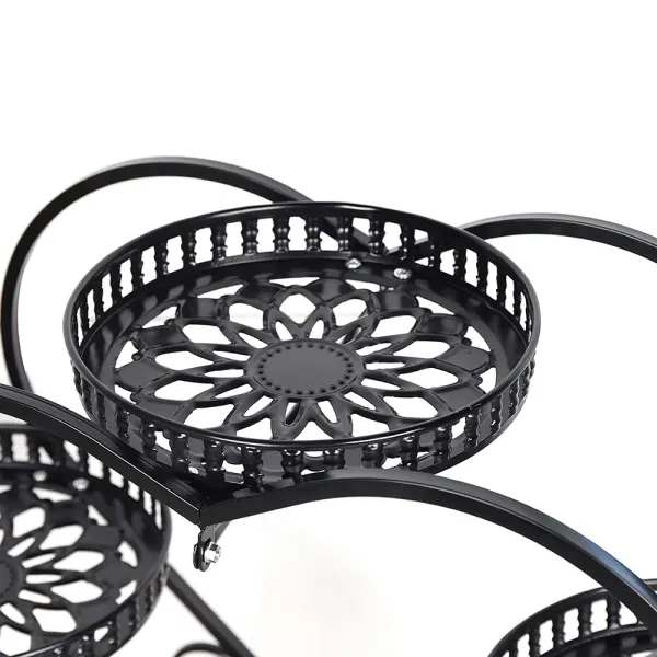 HANGKAI 6 Pot Heart Shaped Plant Stand-Metal Plant Stands(Black)