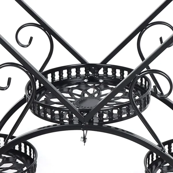 HANGKAI 6 Pot Heart Shaped Plant Stand-Metal Plant Stands(Black)