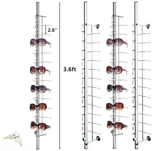 CNCEST 8 pcs Glasses Display Stand with Lock Sunglasses Frame Stand Eyeglasses Rack Glasses Storage Organizer