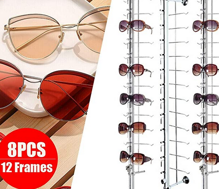 CNCEST 8 pcs Glasses Display Stand with Lock Sunglasses Frame Stand Eyeglasses Rack Glasses Storage Organizer