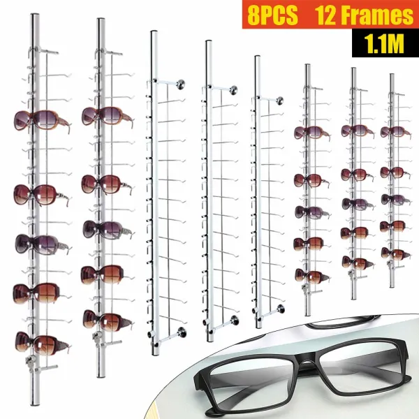 HANGKAI 8 pcs Glasses Display Stand with Lock Sunglasses Frame Stand Eyeglasses Rack Glasses Storage Organizer