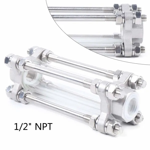 1/2" Sanitary Sight Glass Stainless Steel 304 in-Line Sight Glass with Clamp End 1/2" Sanitary Sight Glass Stainless Steel 304 in-Line Sight Glass with Clamp End