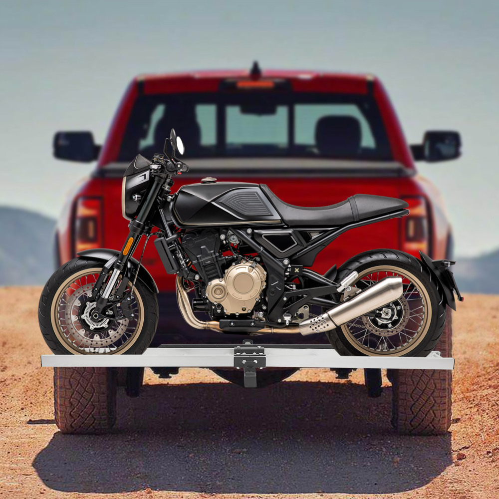 Aluminum Motorcycle Carrier, Motorcycle Hitch Carrier, 450LBS Capacity Hitch-Mounted Motorcycle Trailer