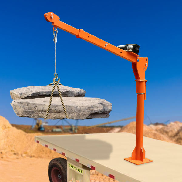 1100 LB Truck-Mounted Crane Hoist, Truck-Mounted Crane with 12V Electric Winch, Pickup Truck Jib Cranes
