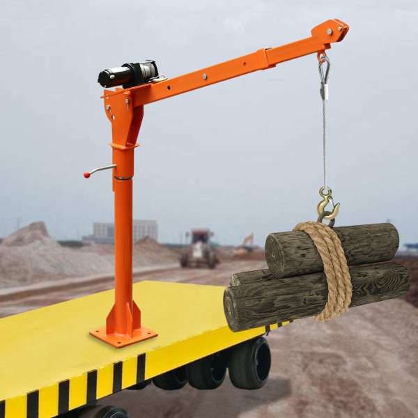 1100 LB Truck-Mounted Crane Hoist, Truck-Mounted Crane with 12V Electric Winch, Pickup Truck Jib Cranes