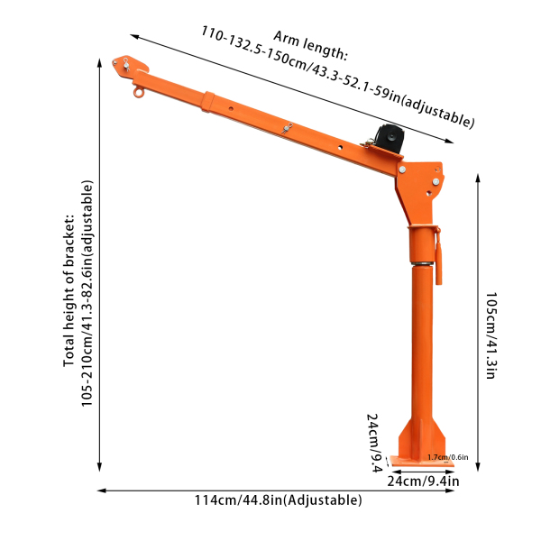 1100 LB Truck-Mounted Crane Hoist, Truck-Mounted Crane with 12V Electric Winch, Pickup Truck Jib Cranes