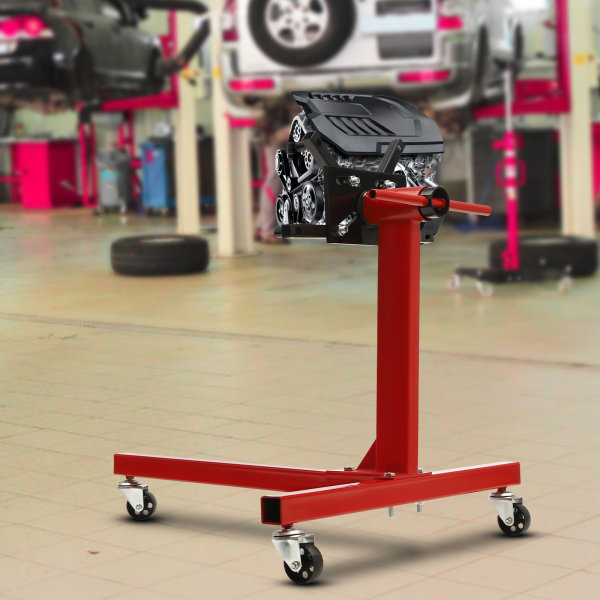 Carbon Steel Rotating Engine Stand with 360 Degree Rotating Head: 3/8 Ton (750 lb) Capacity, Red Carbon Steel Rotating Engine Stand with 360 Degree Rotating Head: 3/8 Ton (750 lb) Capacity, Red