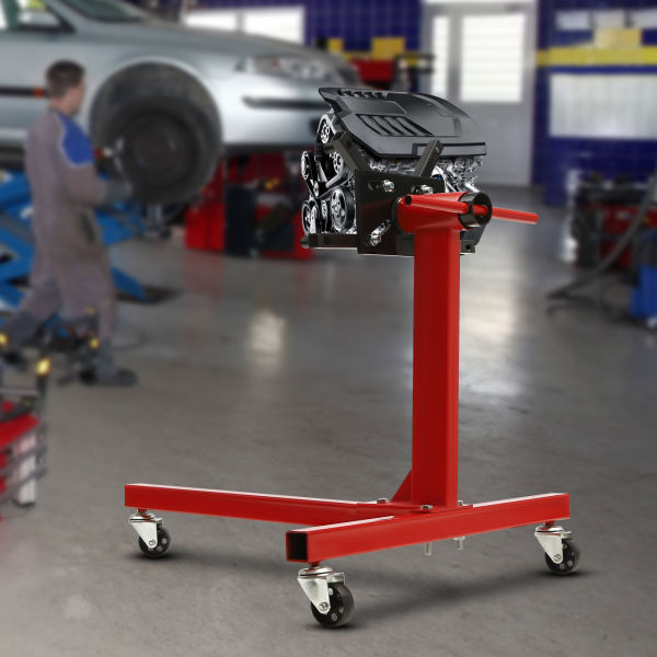 Carbon Steel Rotating Engine Stand with 360 Degree Rotating Head: 3/8 Ton (750 lb) Capacity, Red Carbon Steel Rotating Engine Stand with 360 Degree Rotating Head: 3/8 Ton (750 lb) Capacity, Red