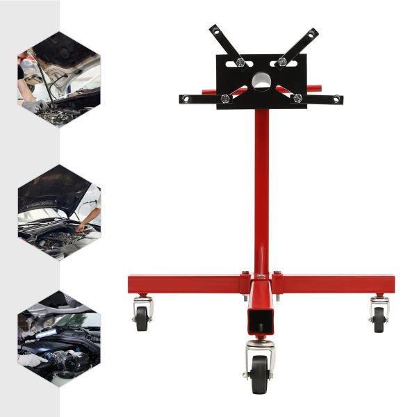 Carbon Steel Rotating Engine Stand with 360 Degree Rotating Head: 3/8 Ton (750 lb) Capacity, Red Carbon Steel Rotating Engine Stand with 360 Degree Rotating Head: 3/8 Ton (750 lb) Capacity, Red
