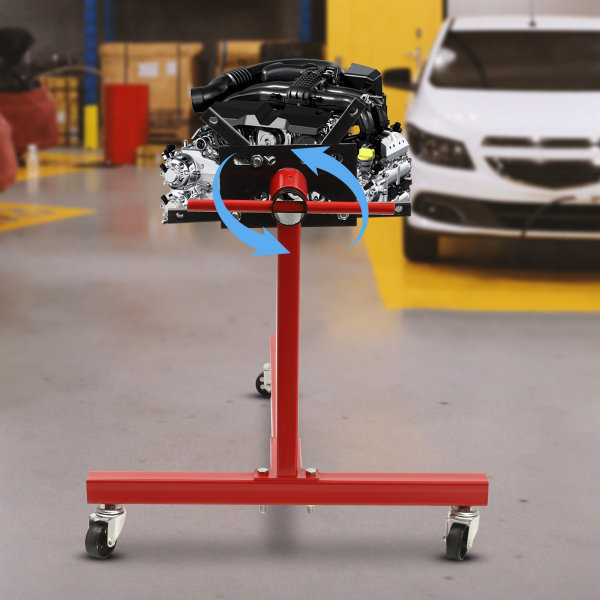 Carbon Steel Rotating Engine Stand with 360 Degree Rotating Head: 3/8 Ton (750 lb) Capacity, Red Carbon Steel Rotating Engine Stand with 360 Degree Rotating Head: 3/8 Ton (750 lb) Capacity, Red
