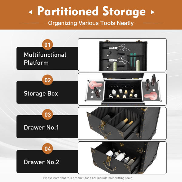 Rolling Lockable Makeup Train Case Hairdressing Trolley Stylist Beauty Salon Cosmetic Luggage Travel Organizer Tool Box with Hair Dryer Holder Rolling Lockable Makeup Train Case Hairdressing Trolley Stylist Beauty Salon Cosmetic Luggage Travel Organizer Tool Box with Hair Dryer Holder