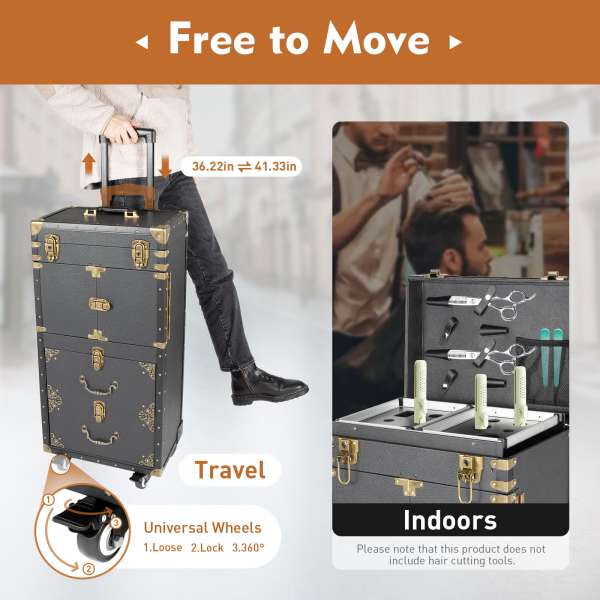 Rolling Lockable Makeup Train Case Hairdressing Trolley Stylist Beauty Salon Cosmetic Luggage Travel Organizer Tool Box with Hair Dryer Holder Rolling Lockable Makeup Train Case Hairdressing Trolley Stylist Beauty Salon Cosmetic Luggage Travel Organizer Tool Box with Hair Dryer Holder