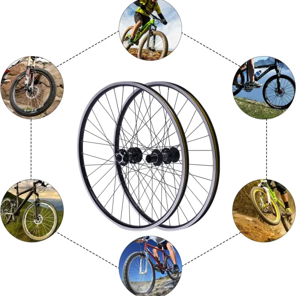 Mountain Bike Wheelset 27.5Inch Quick Release Front Rear Bike Wheels, Fit Cassette Bicycle Wheelset Black Hub Mountain Bike Wheelset 27.5Inch Quick Release Front Rear Bike Wheels, Fit Cassette Bicycle Wheelset Black Hub