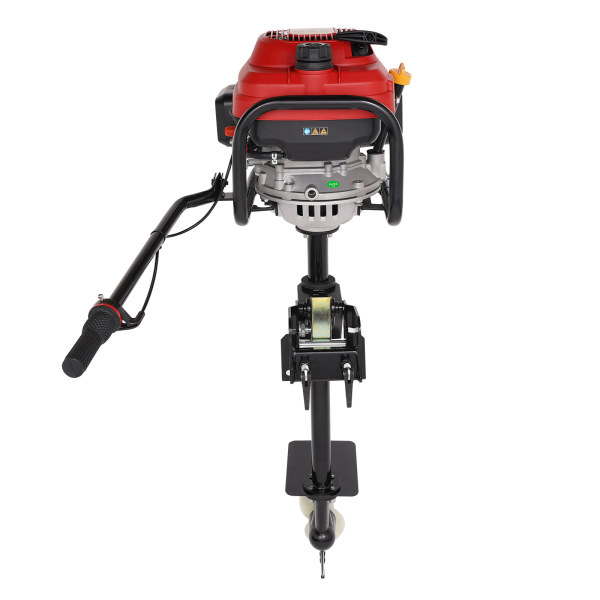 HangKai 4-Stroke 3.5kw 3600rpm Outboard Motor, Boat Engine Air-cooled 200cc Red and Black