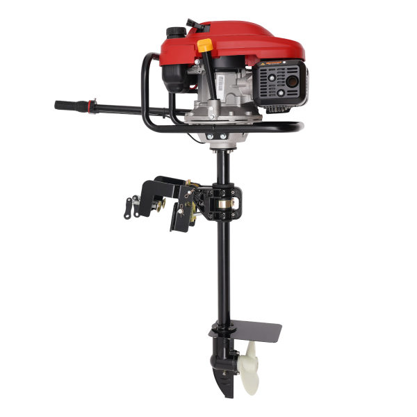 HangKai 4-Stroke 3.5kw 3600rpm Outboard Motor, Boat Engine Air-cooled 200cc Red and Black