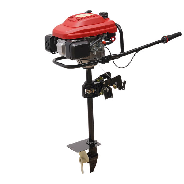 HangKai 4-Stroke 3.5kw 3600rpm Outboard Motor, Boat Engine Air-cooled 200cc Red and Black
