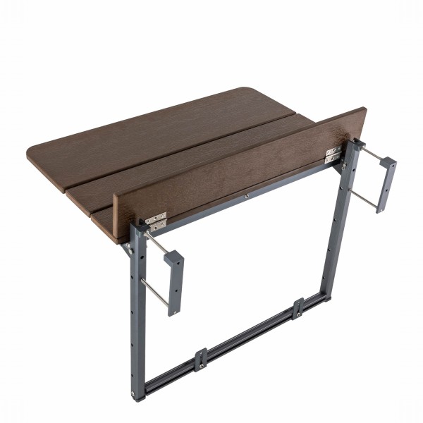 Balcony Table for Railings, Balcony Railing Hanging Table Folding Balcony Table Hanging Adjustable Deck Table for Patio, Garden (Brown, 80*37cm)