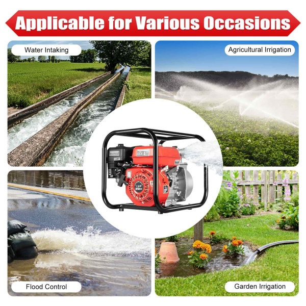 Gasoline Engine Water Pump, 2-inch Gas Powered Trash Water Transfer Pump with 24.61ft Hose for Irrigation Pool Gasoline Engine Water Pump, 2-inch Gas Powered Trash Water Transfer Pump with 24.61ft Hose for Irrigation Pool