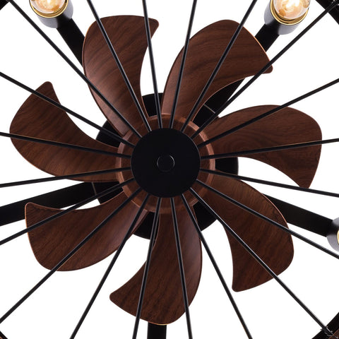 18" Wicker Rattan Caged Ceiling Fan with Lights Remote Control